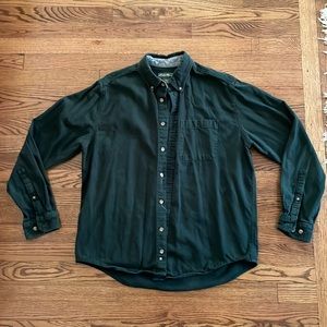Eddie Bauer Flannel Green Button Up, Mens Large